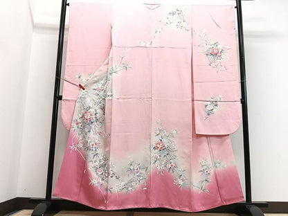 平和屋着物■豪華振袖　扇面花車文　暈し染め　やまと誂製　正絹　逸品　CABI7118xe