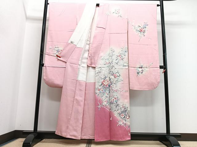 平和屋着物■豪華振袖　扇面花車文　暈し染め　やまと誂製　正絹　逸品　CABI7118xe