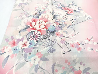 平和屋着物■豪華振袖　扇面花車文　暈し染め　やまと誂製　正絹　逸品　CABI7118xe