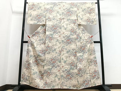 平和屋着物■上質な小紋　風景草花文　正絹　逸品　CABI7124xe