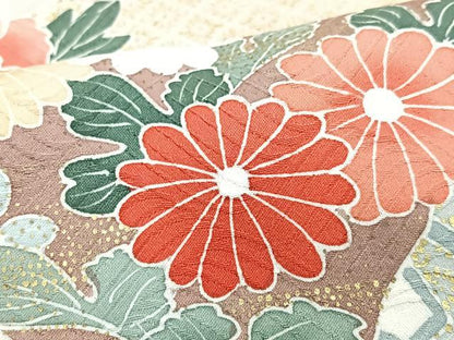 平和屋着物■訪問着　刺繍　御所車貝桶花文　金彩　正絹　逸品　CABI7126xe