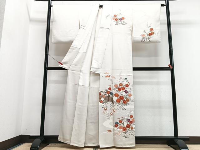 平和屋着物■訪問着　流水草花文　正絹　逸品　CABI7127xe