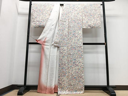 平和屋着物■上質な小紋　扇面草花文　正絹　逸品　CABI7129xe
