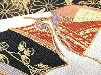 平和屋着物■豪華黒留袖　駒刺繍　飛鶴短冊吉祥花文　金彩　正絹　逸品　CABI7137xe