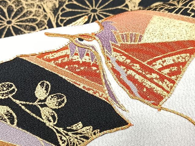 平和屋着物■豪華黒留袖　駒刺繍　飛鶴短冊吉祥花文　金彩　正絹　逸品　CABI7137xe