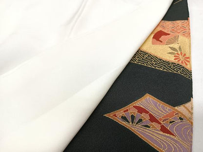 平和屋着物■豪華黒留袖　駒刺繍　飛鶴短冊吉祥花文　金彩　正絹　逸品　CABI7137xe