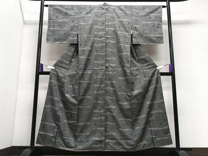 平和屋着物■上質なお召　草花文　正絹　逸品　CABI7139xe