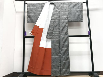 平和屋着物■上質なお召　草花文　正絹　逸品　CABI7139xe