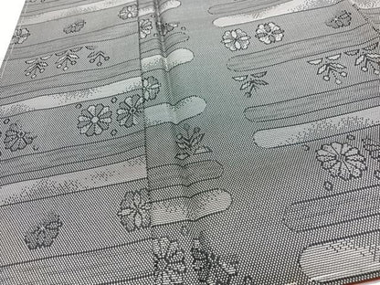 平和屋着物■上質なお召　草花文　正絹　逸品　CABI7139xe