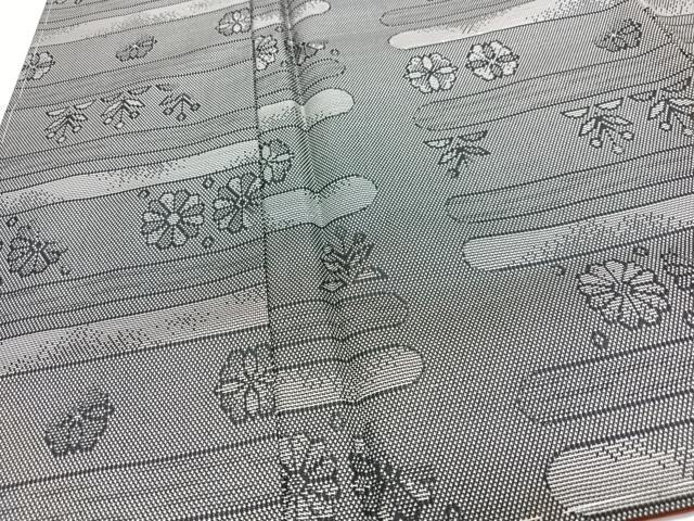 平和屋着物■上質なお召　草花文　正絹　逸品　CABI7139xe