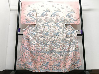 平和屋着物■訪問着　立波草花文　暈し染め　正絹　逸品　CABI7144xe