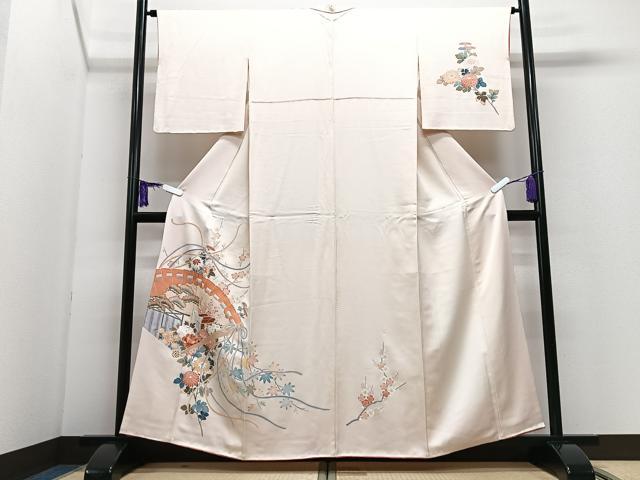 平和屋着物■訪問着　扇面御所車花文　正絹　逸品　CABI7146xe