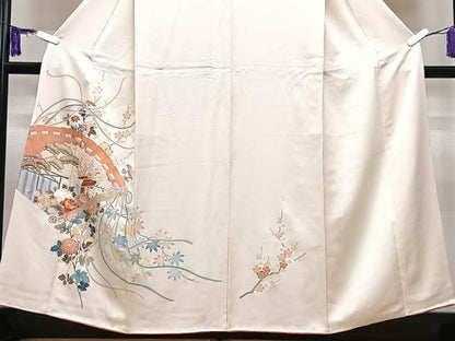平和屋着物■訪問着　扇面御所車花文　正絹　逸品　CABI7146xe