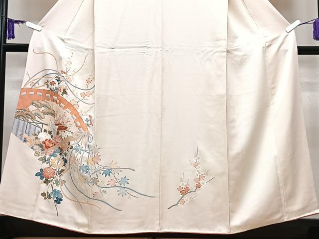 平和屋着物■訪問着　扇面御所車花文　正絹　逸品　CABI7146xe