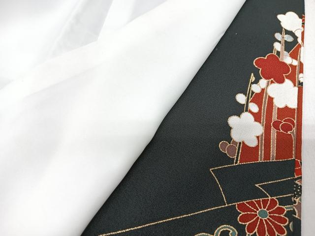 平和屋着物■豪華黒留袖　飛鶴短冊花文　金彩　正絹　逸品　CABI7148xe