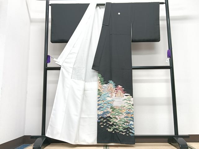 平和屋着物■豪華黒留袖　作家物　渡り橋風景文　正絹　逸品　CABI7151xe