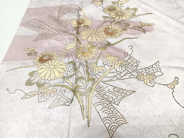 平和屋着物■訪問着　草花文　金彩　正絹　逸品　CABI7153xe