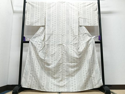 平和屋着物■上質な白紬　麻の葉文様　正絹　逸品　CABI7155xe