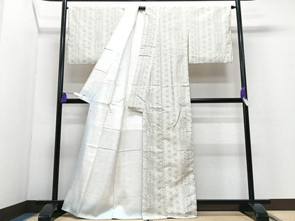 平和屋着物■上質な白紬　麻の葉文様　正絹　逸品　CABI7155xe