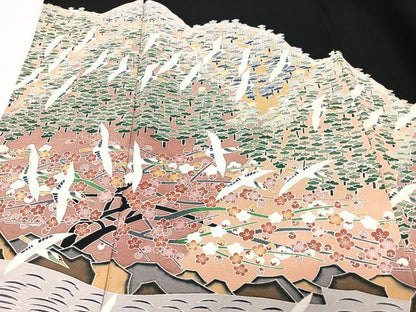 平和屋着物■豪華黒留袖　作家物　飛鶴風景文　正絹　逸品　CABI7156xe