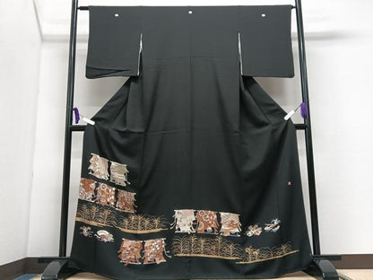 平和屋着物■豪華黒留袖　作家物　几帳花文　金彩　正絹　逸品　CABI7158xe