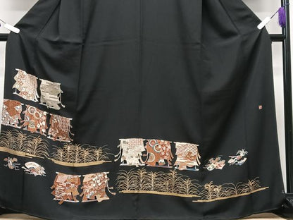 平和屋着物■豪華黒留袖　作家物　几帳花文　金彩　正絹　逸品　CABI7158xe
