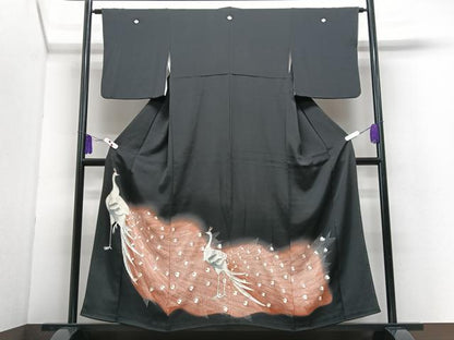 平和屋着物■豪華黒留袖　孔雀文　暈し染め　正絹　逸品　CABI7159xe