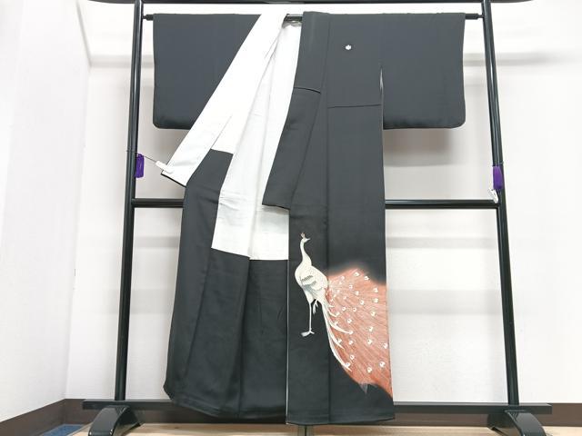 平和屋着物■豪華黒留袖　孔雀文　暈し染め　正絹　逸品　CABI7159xe
