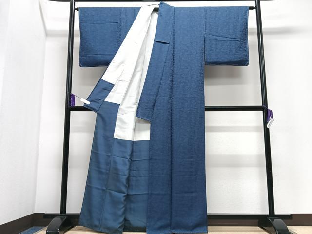 平和屋着物■上質な色無地　流水地紋　紺青色　正絹　逸品　未使用　CABI7165xe