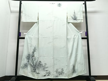 平和屋着物■訪問着　手描き　笹竹文　暈し染め　正絹　逸品　CABI7166xe