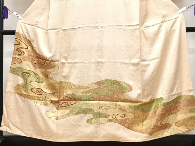 平和屋着物■豪華色留袖　駒刺繍　流水文　金糸　正絹　逸品　CABI7169xe