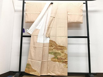 平和屋着物■豪華色留袖　駒刺繍　流水文　金糸　正絹　逸品　CABI7169xe