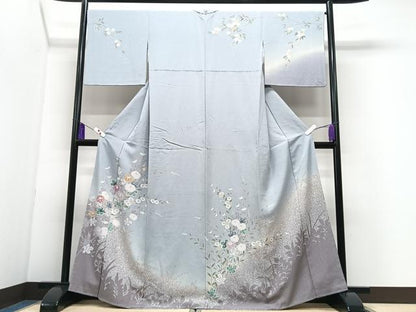 平和屋着物●訪問着　草花文　暈し染め　正絹　逸品　CABI7177xe