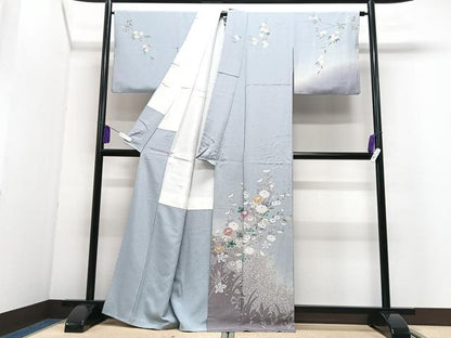 平和屋着物●訪問着　草花文　暈し染め　正絹　逸品　CABI7177xe