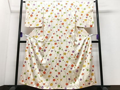 平和屋着物■上質な小紋　楓文　正絹　逸品　CABI7182xe
