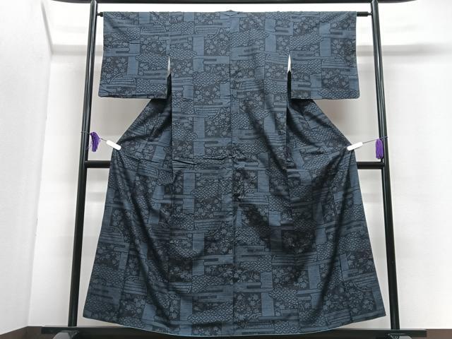 平和屋着物■結城紬　100亀甲　吉祥花文　正絹　逸品　CABI7183xe