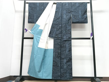 平和屋着物■結城紬　100亀甲　吉祥花文　正絹　逸品　CABI7183xe