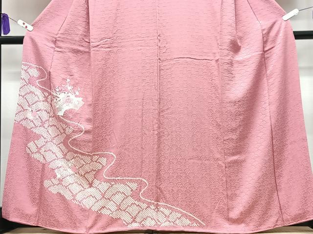 平和屋着物■訪問着　総刺繍　絞り　扇面花文　正絹　逸品　CABI7184xe