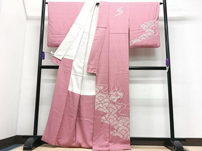 平和屋着物■訪問着　総刺繍　絞り　扇面花文　正絹　逸品　CABI7184xe