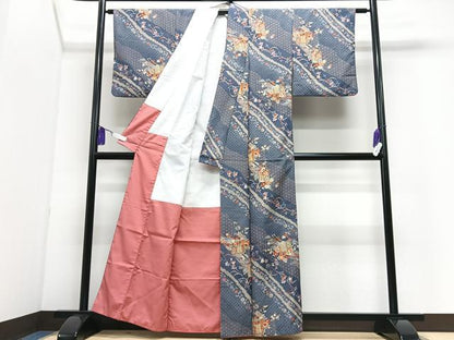 平和屋着物■上質な小紋　御所車花文　正絹　逸品　CABI7185xe