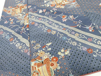 平和屋着物■上質な小紋　御所車花文　正絹　逸品　CABI7185xe