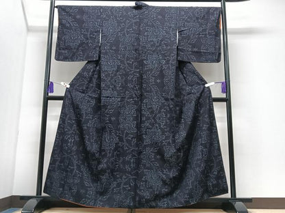 平和屋着物■上質な紬　更紗唐草文　正絹　逸品　CABI7187xe