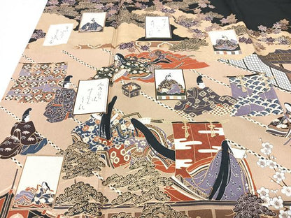 平和屋着物■豪華黒留袖　作家物　人物風景文　金彩　正絹　逸品　CABI7191xe