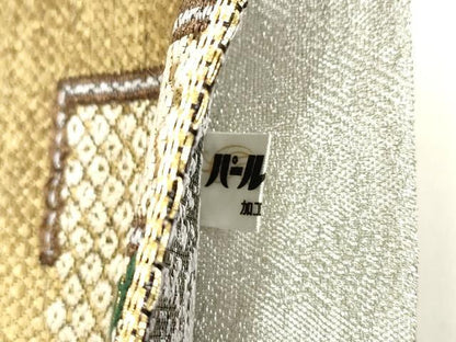 平和屋着物●両面　六通柄袋帯　源氏香花文　金糸　正絹　逸品　CABI7202dy