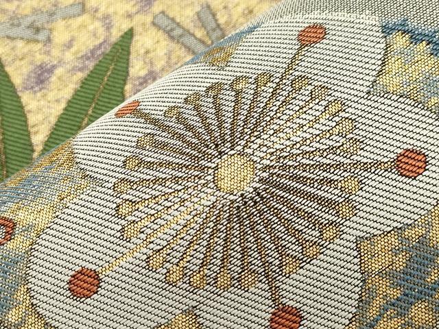 平和屋着物●六通柄袋帯　松竹梅　黒地　金糸　正絹　逸品　CABI7203dy