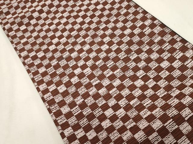 平和屋着物●両面　全通柄袋帯　格子柄　正絹　逸品　CABI7204dy