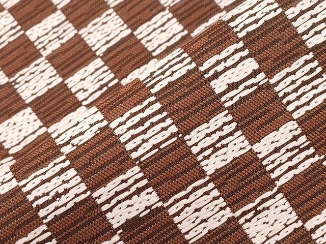 平和屋着物●両面　全通柄袋帯　格子柄　正絹　逸品　CABI7204dy