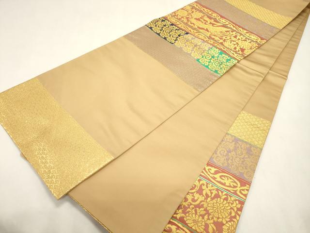 平和屋着物●龍村晋謹製　六通柄袋帯　赤絵鳳凰錦　金糸　正絹　逸品　CABI7206dy