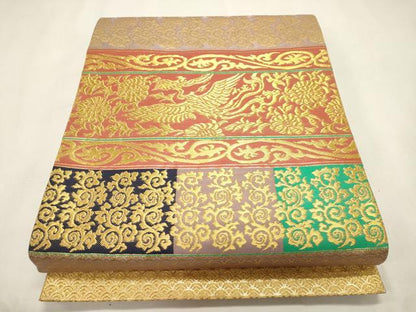平和屋着物●龍村晋謹製　六通柄袋帯　赤絵鳳凰錦　金糸　正絹　逸品　CABI7206dy
