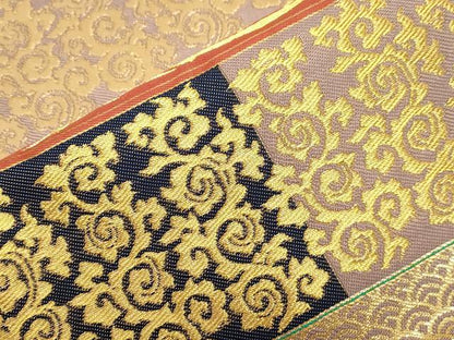 平和屋着物●龍村晋謹製　六通柄袋帯　赤絵鳳凰錦　金糸　正絹　逸品　CABI7206dy